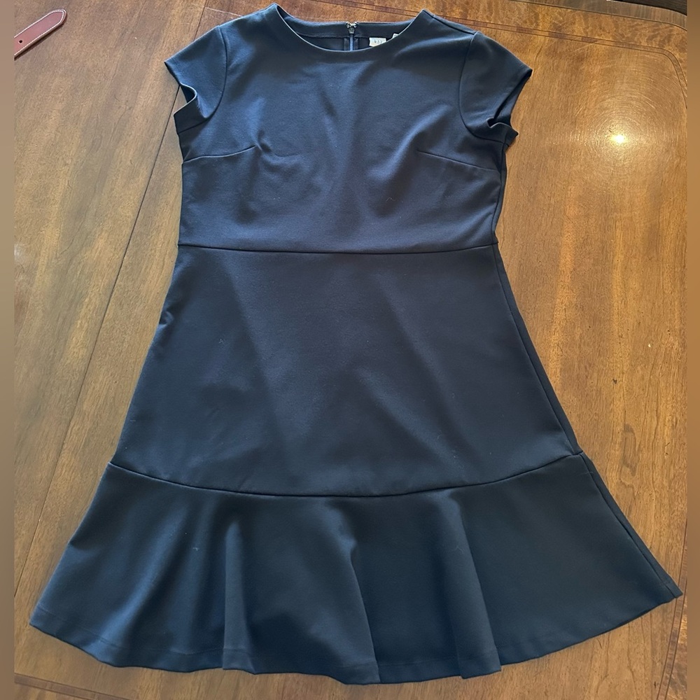 GAP Black A-line Mini Dress with Cap Sleeve & Flounce Hem 14P